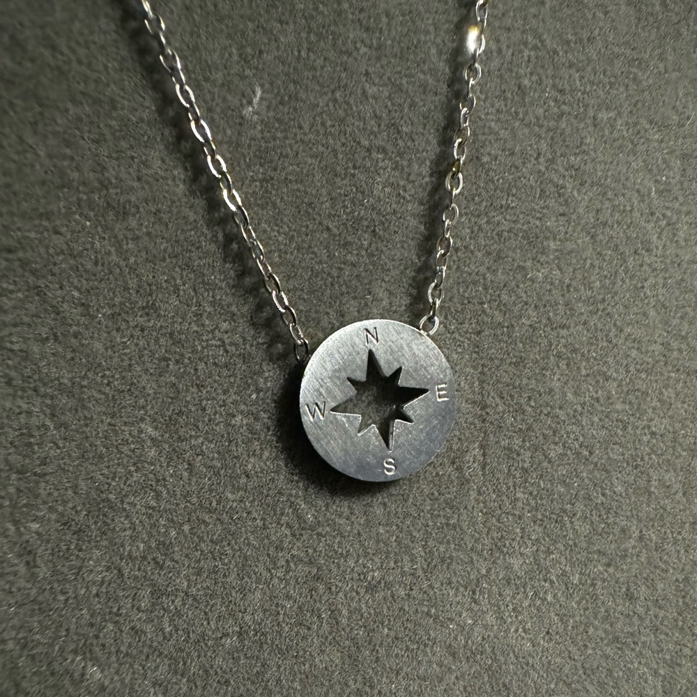 K18 Compass Silver Tome Necklace